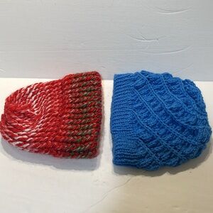 Cozy Red and Blue baby Beanie Set.  Red and blue.  Handmade